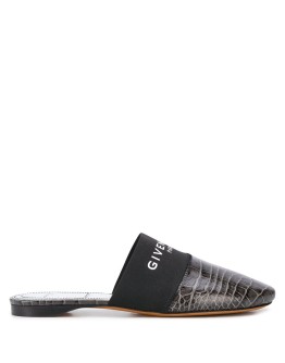 Bedford crocodile-effect flat mules