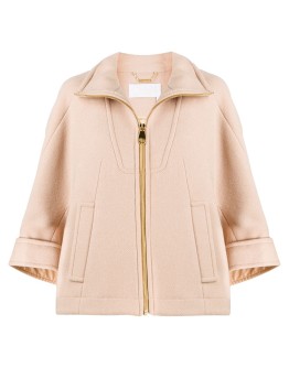crop-sleeve panelled coat