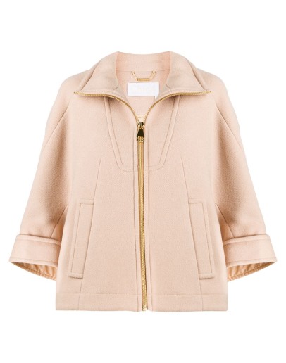 crop-sleeve panelled coat