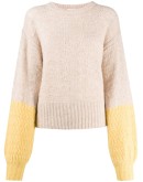 colour-block balloon knit jumper