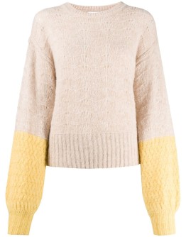 colour-block balloon knit jumper
