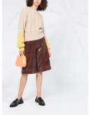colour-block balloon knit jumper