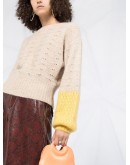 colour-block balloon knit jumper
