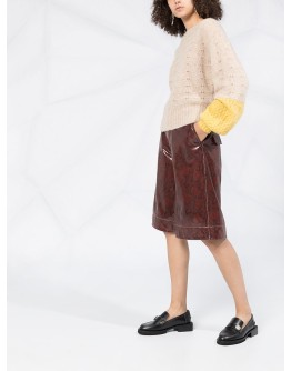 colour-block balloon knit jumper