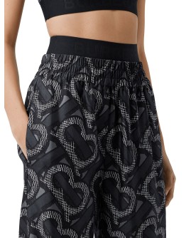 Monogram-print wide-leg trousers