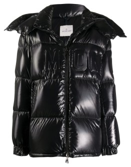 padded logo-detail coat