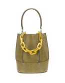 textured leather bucket bag