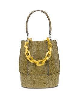 textured leather bucket bag