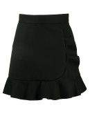 frilled hem high-waisted skirt