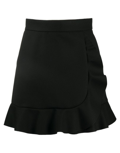 frilled hem high-waisted skirt