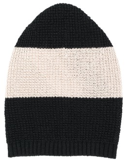 knitted contrast-panel beanie hat
