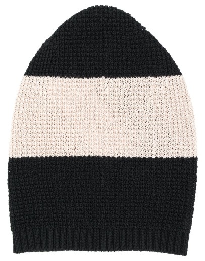 knitted contrast-panel beanie hat