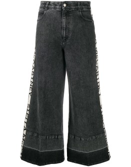 logo-stripe wide-leg jeans