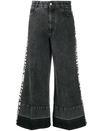 logo-stripe wide-leg jeans