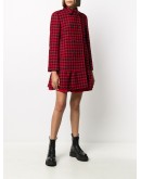 check-print double-breasted coat