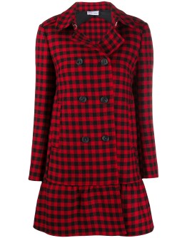 check-print double-breasted coat