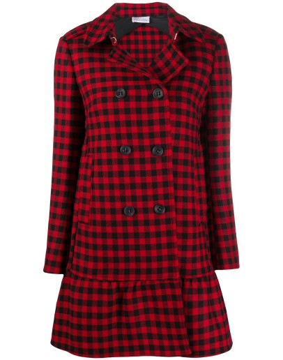 check-print double-breasted coat