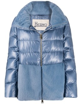 faux fur panel padded coat