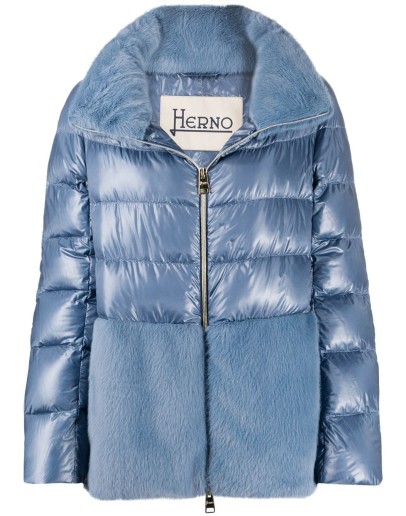 faux fur panel padded coat