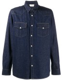 floral logo embroidered denim shirt
