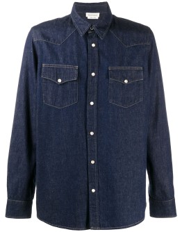 floral logo embroidered denim shirt