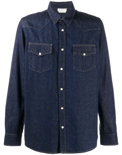 floral logo embroidered denim shirt