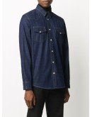 floral logo embroidered denim shirt