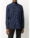 floral logo embroidered denim shirt
