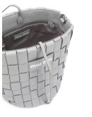 crystal-embellished woven bucket bag