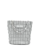 crystal-embellished woven bucket bag