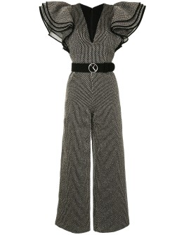 V-neck layered sleeve jumpsuit