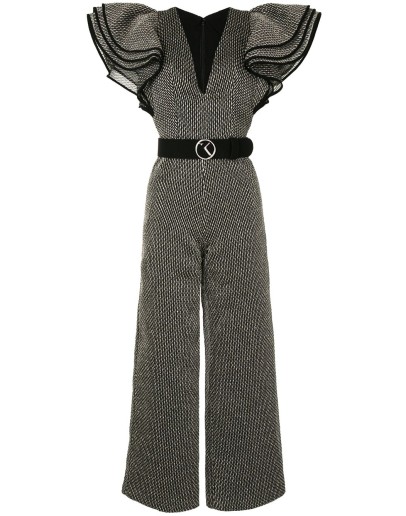 V-neck layered sleeve jumpsuit