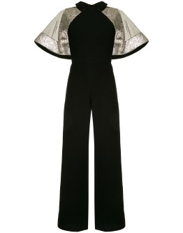 panelled metallic-sheen jumpsuit