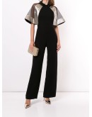 panelled metallic-sheen jumpsuit