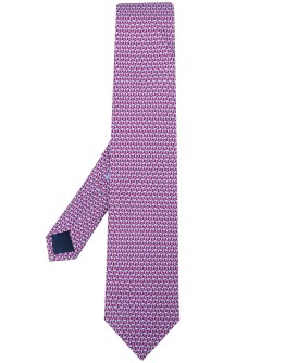 flamingo-print silk tie