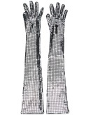 sequin-embellished long gloves