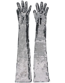 sequin-embellished long gloves