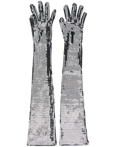 sequin-embellished long gloves