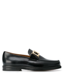 gold buckle slip-on loafers