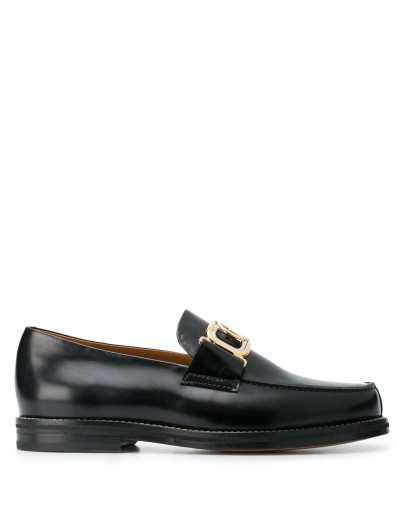 gold buckle slip-on loafers