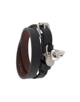 leather skull charm bracelet