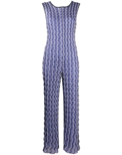 wave-print knitted jumpsuit
