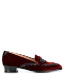 leather-trimmed velvet loafers