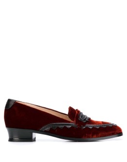 leather-trimmed velvet loafers