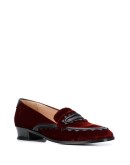leather-trimmed velvet loafers
