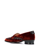 leather-trimmed velvet loafers