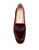 leather-trimmed velvet loafers