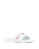 logo print embossed detail slide sandals