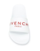 logo print embossed detail slide sandals