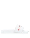 logo print embossed detail slide sandals